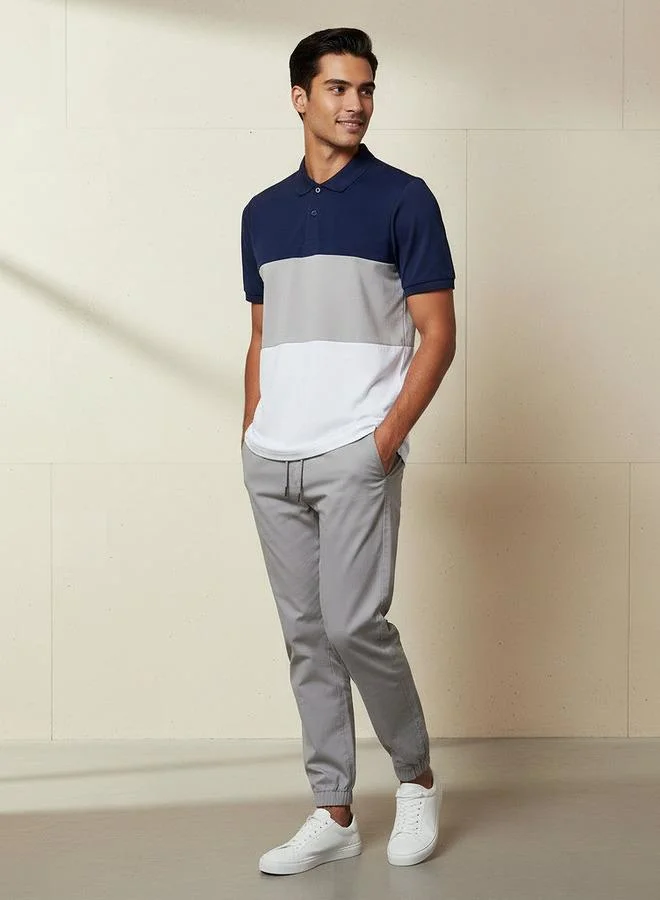 Splash FAV Men Short Sleeves Colourblock Polo T-shirt